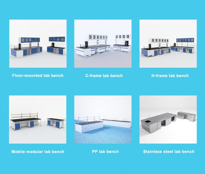 Bancos de trabajo de acero a prueba de herrumbre de laboratorio con el almacenamiento multiusos 9