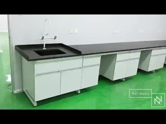 Estación de trabajo de laboratorio de química duradera con superficie de trabajo de laminado resistente a productos químicos