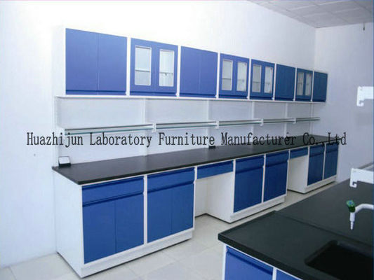 Bancos de laboratorio de acero con el estante el reactivo y la fuente de alimentación central del banco del laboratorio para el uso del laboratorio
