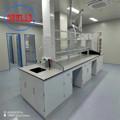 Buen precio Muebles de laboratorio grises y blancos con estanterías en línea
