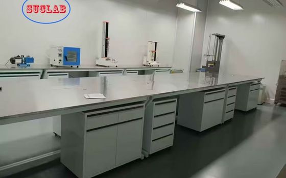 Buen precio Bancos de trabajo de laboratorio de química durables Fabricas con dimensiones y bisagras de acero personalizables en línea