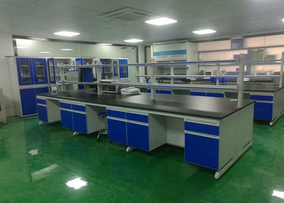 Buen precio Muebles de madera químicos del laboratorio, banco de la isla del laboratorio con el estante el reactivo en línea