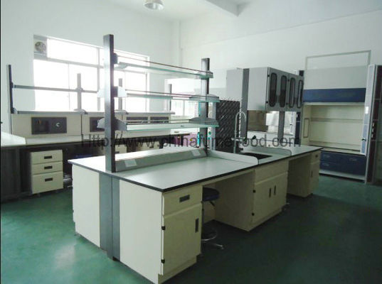 Buen precio Muebles de acero de la tabla de funcionamiento del laboratorio de la industria alimentaria con el estante el reactivo en línea