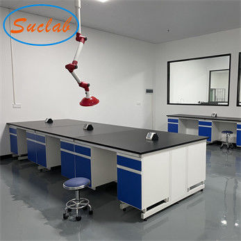 Buen precio 2022 bancos de laboratorio hechos profesionalmente modificados para requisitos particulares las tablas resistentes químicas blancas del laboratorio de gris azul trabajan los bancos Manufaturers en línea