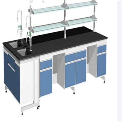 Buen precio Muebles azules del laboratorio de química de Multiscene, banco de laboratorio a prueba de herrumbre con los cajones en línea