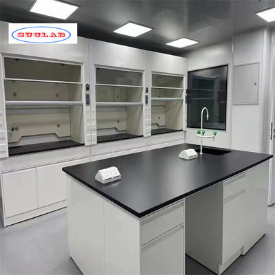 Buen precio Banco de laboratorio de química azul con 2 armarios y 2 agujeros para experimentos de laboratorio en línea