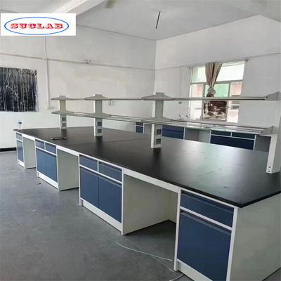 Buen precio Banco de laboratorio de química con color azul y número de armarios como dibujo en línea