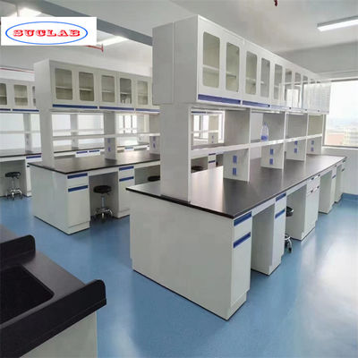 Buen precio Banco de trabajo de laboratorio de química blanca con número de compartimientos y como compartimientos de dibujo en línea