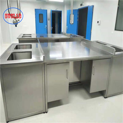 Buen precio Banco de laboratorio integrado de acero inoxidable para laboratorio con gabinetes de dibujo en línea