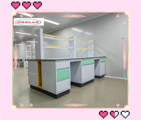 Buen precio Laboratorio de Química de Madera Muebles de laboratorio de banco y capucha de humos con cajones de almacenamiento integrados para la organización en línea