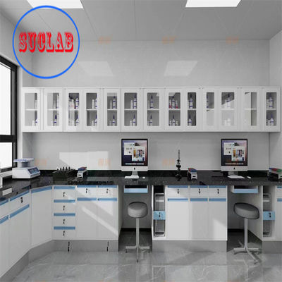 Buen precio L*1500/750 W *800/850 mm H O bancos de laboratorio personalizables con estantes y mango compartido en línea