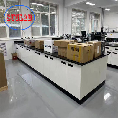 Buen precio Cuentas de resina epoxi Bancos de laboratorio de química con gabinete de base de madera en línea