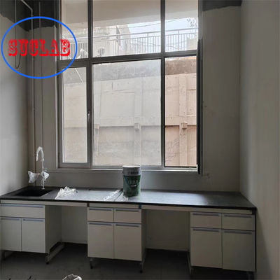Buen precio Tablas de laboratorio resistentes a los productos químicos Bancos de trabajo 1 Estante de seguridad Muebles de laboratorio en línea