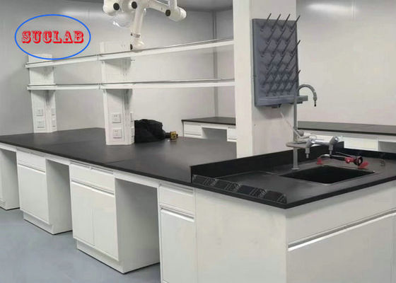 Buen precio Mesa de instrumentos de laboratorio blanca con escritorio de resina fenólica negra en laboratorio de química en línea