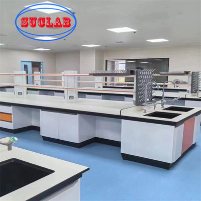Buen precio Fabricas de bancos de laboratorio de química moderna con colores personalizables materiales de estantería de vidrio ajustable en línea