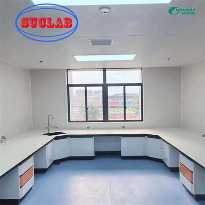 Buen precio Banco de laboratorio de química personalizado con gabinete DTC bisagras y encimera fenólica en línea