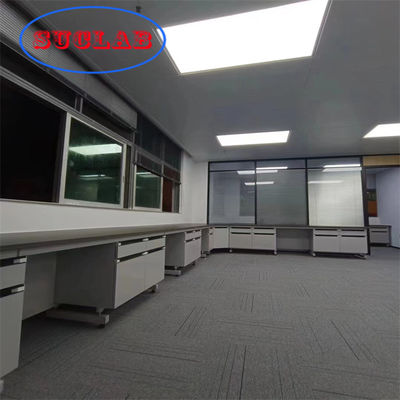 Buen precio Bancos de trabajo de laboratorio de química superficies laminadas resistentes a los químicos marco de acero gabinetes resistentes al fuego DTC105 DEG bisagras en línea