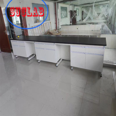 Buen precio Laboratorio de Química Banco de trabajo de laboratorio de madera Fabricantes de maquinaria de caja con marco de acero resistente a los químicos Marco de acero de resina fenólica en línea