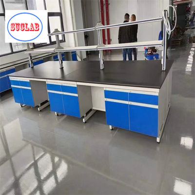 Buen precio Seguridad Laboratorio de química de acero Banco de trabajo de laboratorio Trabajo de casos Malasia Con superficie de trabajo de resina fenólica en línea