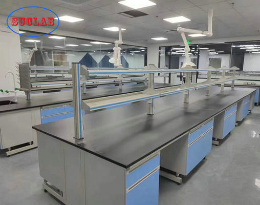 Buen precio Color azul claro Madera de laboratorio de la isla de la mesa de trabajo de la serie de muebles de laboratorio en línea