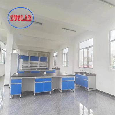 Buen precio Banco de trabajo de laboratorio de química Indonesia con mesa de trabajo de resina fenólica y varios gabinetes en línea