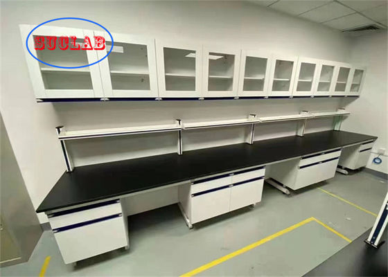 Buen precio Acero resistente a los productos químicos Laboratorio de química de madera Banco de trabajo de laboratorio Banco de Vietnam con gabinetes múltiples en línea