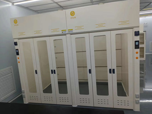 Buen precio Laboratorio gris blanco caminata en la capucha de humo con puertas de vidrio para el equipo de ventilación en línea