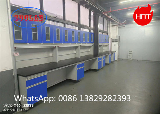 Buen precio Excelente C marco Laboratorio de Química Bancos de trabajo de laboratorio Bancos de trabajo con laminado resistente a los químicos y gabinetes múltiples en línea