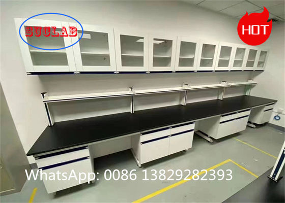 Buen precio Bancos de trabajo de laboratorio de química resistentes a la corrosión Costo con armarios múltiples y marco en forma de C para laboratorios químicos en línea