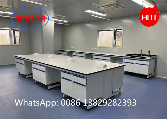 Buen precio Seguridad Resina fenólica o resina epoxi resistente a los químicos Laminado de marco C Estación de trabajo de laboratorio con múltiples en línea