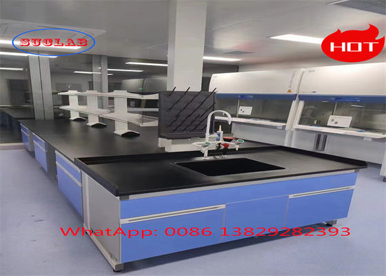 Buen precio Muchos gabinetes de acero inoxidable Fabricante de bancos de trabajo de laboratorio de madera de química con resistencia al fuego / químico en línea