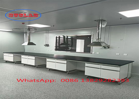 Buen precio Banco de trabajo de laboratorio de química de seguridad personalizable con gabinetes y estructura resistente al fuego en línea